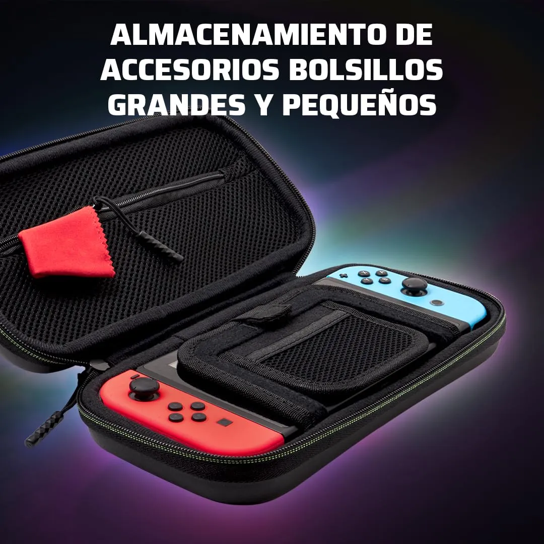 PDP Nintendo Switch Travel Case Plus GLOW with Wrist Strap, Built-in Stand & Game Storage Pockets, Licensed Switch Lite/OLED Compatible: Grand Prix Princess Peach (Glow in the Dark)