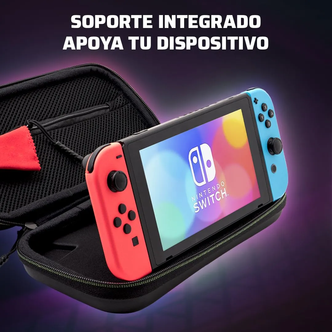 PDP Nintendo Switch Travel Case Plus GLOW with Wrist Strap, Built-in Stand & Game Storage Pockets, Licensed Switch Lite/OLED Compatible: Grand Prix Princess Peach (Glow in the Dark)