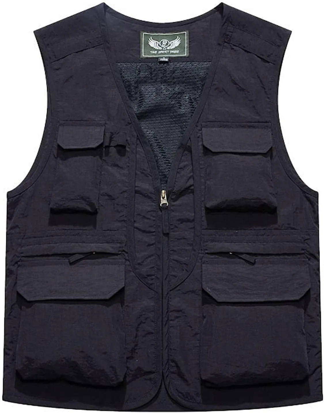 Perbai Men's Black Utility Fishing Vest Outdoor Summer Lightweight Work Photo Safari Cargo Vest