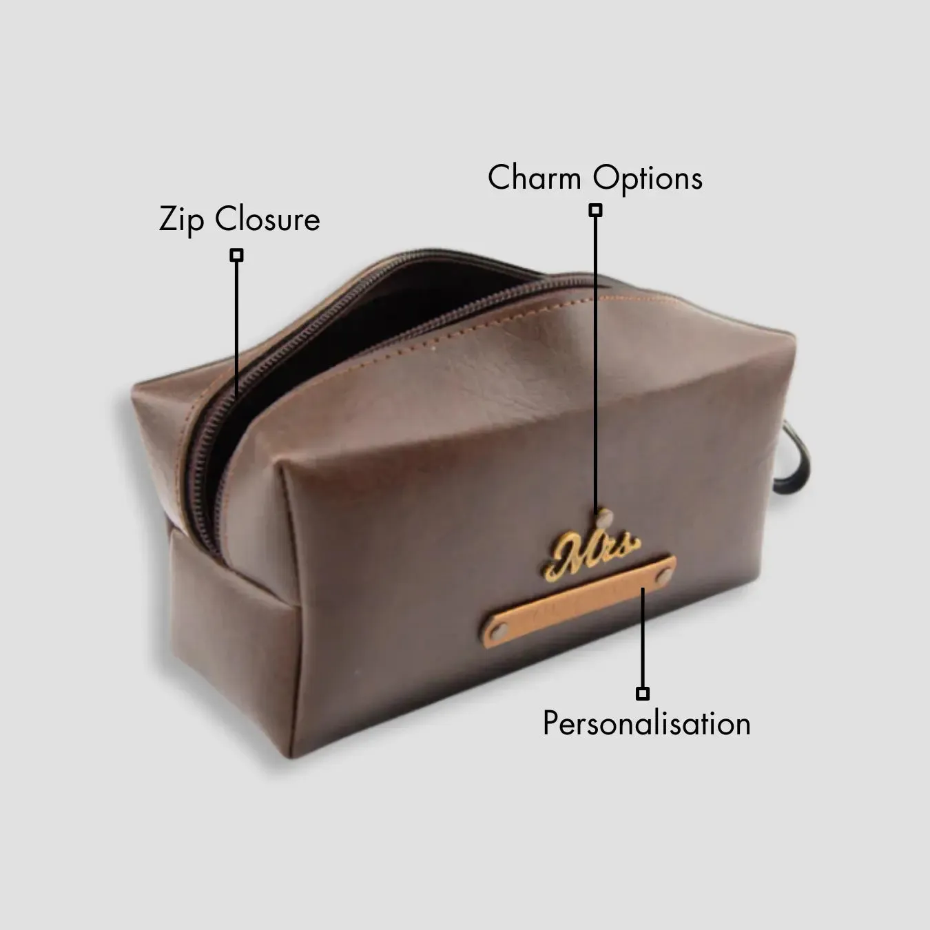 PERSONALISED MINI TRAVEL POUCH - BROWN
