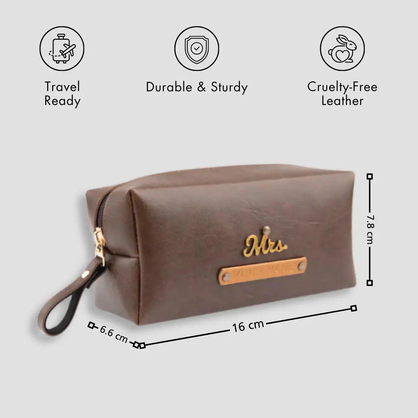 PERSONALISED MINI TRAVEL POUCH - BROWN