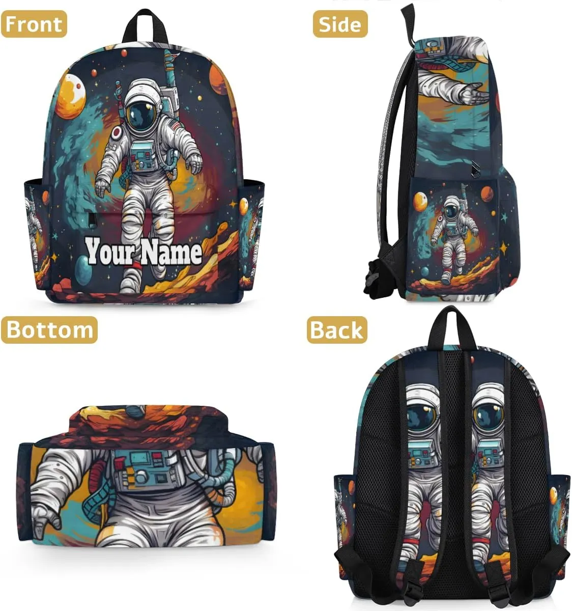Personalized Astronaut Space Preschool Toddler Backpack for Boys Girls Custom Kids Name Small Bookbags Kindergarten Elementary Backpack, Planet