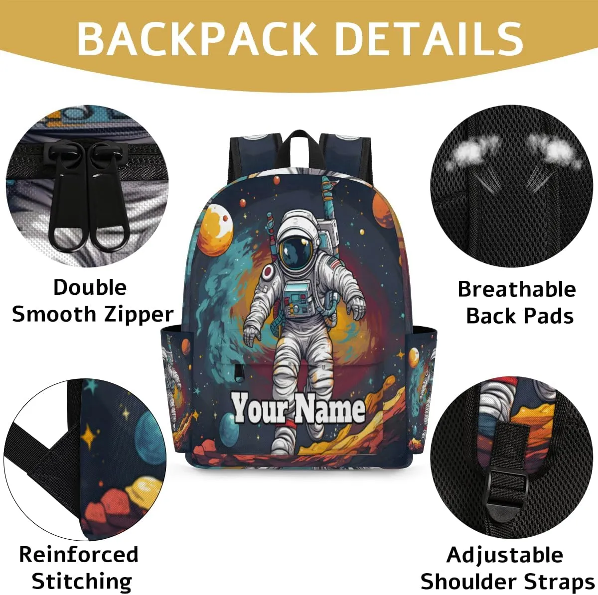 Personalized Astronaut Space Preschool Toddler Backpack for Boys Girls Custom Kids Name Small Bookbags Kindergarten Elementary Backpack, Planet