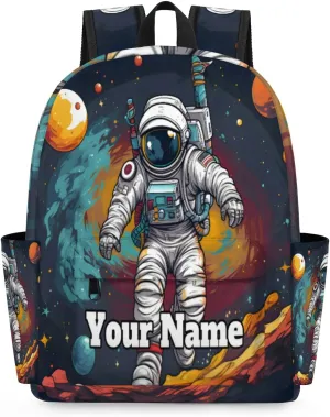 Personalized Astronaut Space Preschool Toddler Backpack for Boys Girls Custom Kids Name Small Bookbags Kindergarten Elementary Backpack, Planet