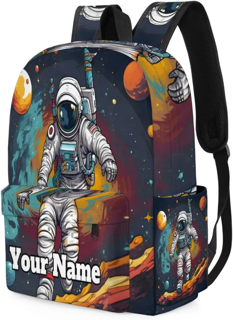 Personalized Astronaut Space Preschool Toddler Backpack for Boys Girls Custom Kids Name Small Bookbags Kindergarten Elementary Backpack, Planet