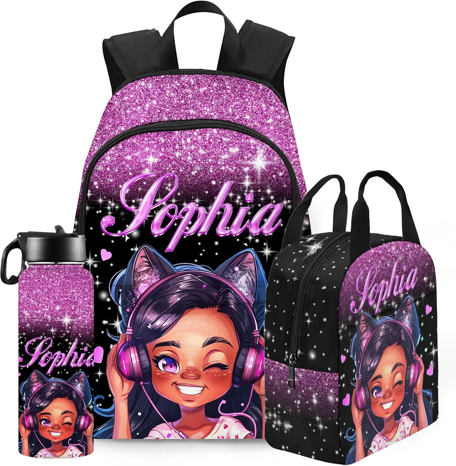 Personalized Backpacks for Girls Backpack and Lunch Box Set Back to School Gifts for Daughter Customized Kids Backpack Casual Unisex School Bags Custom Backpack Shoulders with Name