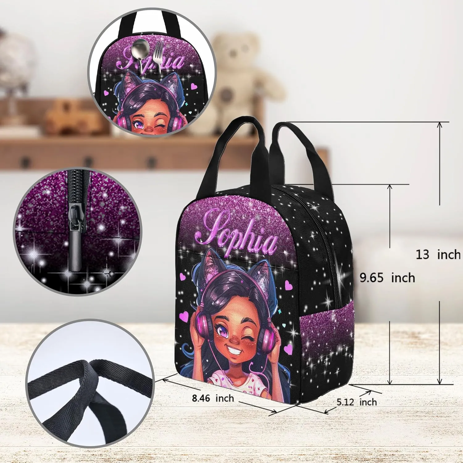 Personalized Backpacks for Girls Backpack and Lunch Box Set Back to School Gifts for Daughter Customized Kids Backpack Casual Unisex School Bags Custom Backpack Shoulders with Name