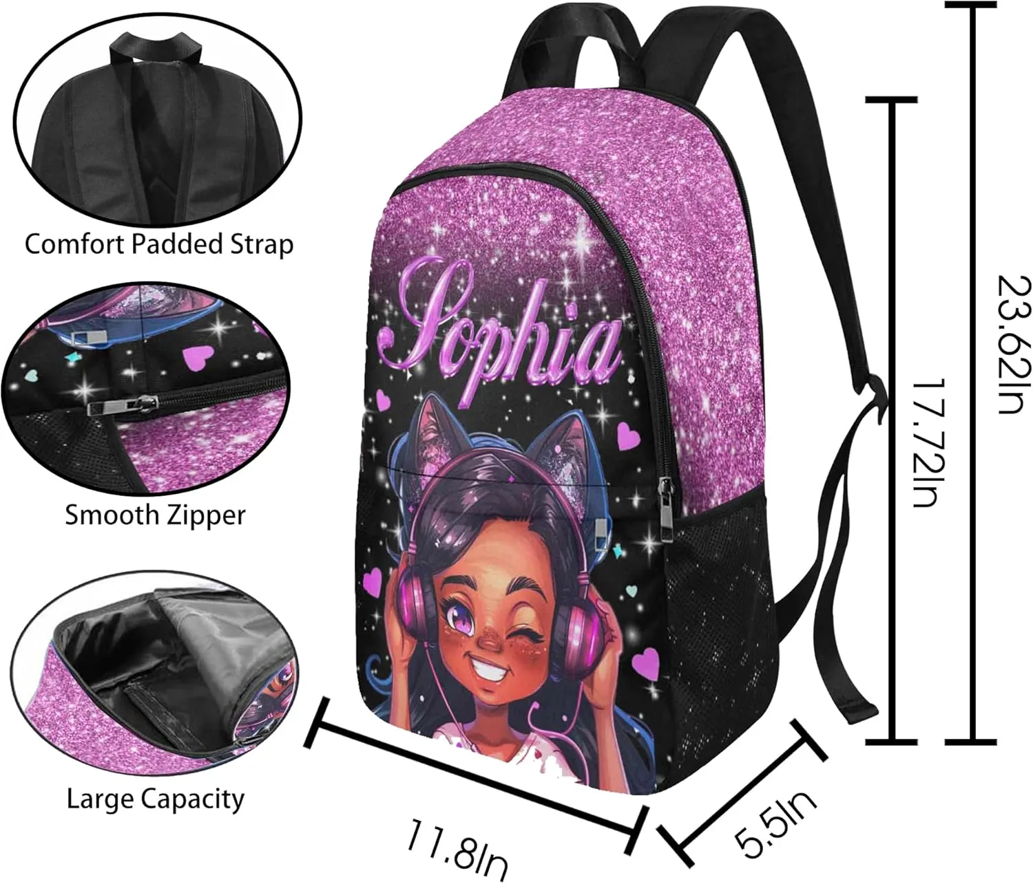 Personalized Backpacks for Girls Backpack and Lunch Box Set Back to School Gifts for Daughter Customized Kids Backpack Casual Unisex School Bags Custom Backpack Shoulders with Name