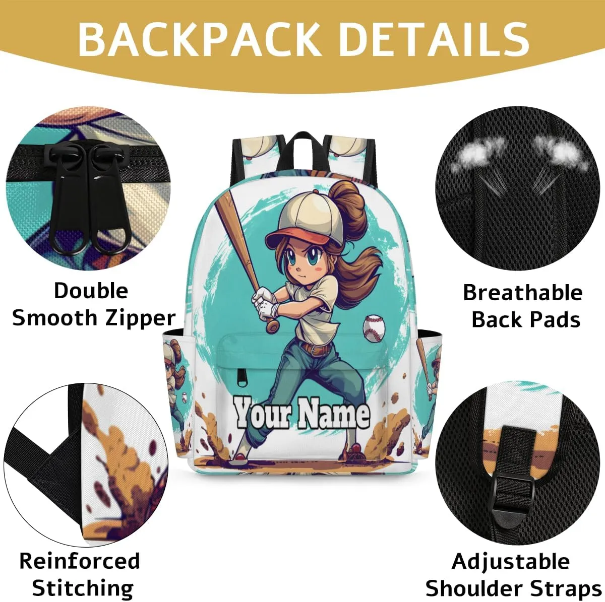 Personalized Baseball Preschool Toddler Backpack for Boys Girls Custom Kids Name Small Bookbags Kindergarten Elementary Backpack, Baseball Player