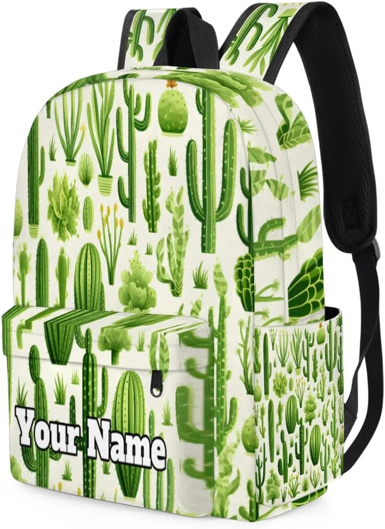 Personalized Cactus Preschool Toddler Backpack for Boys Girls Custom Kids Name Small Bookbags Kindergarten Elementary Backpack, Green Cactus