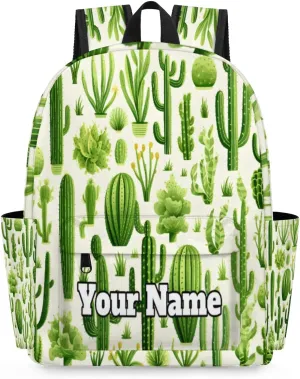 Personalized Cactus Preschool Toddler Backpack for Boys Girls Custom Kids Name Small Bookbags Kindergarten Elementary Backpack, Green Cactus