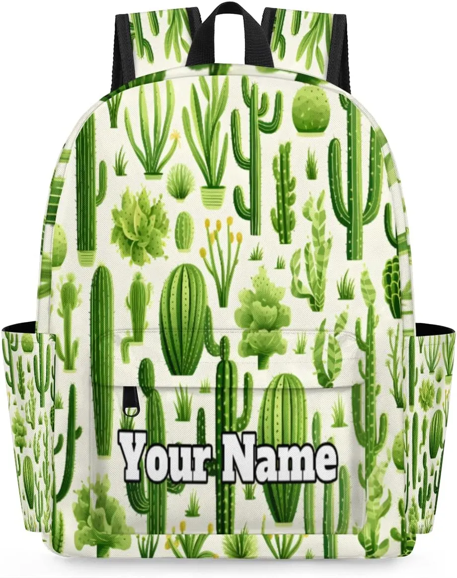 Personalized Cactus Preschool Toddler Backpack for Boys Girls Custom Kids Name Small Bookbags Kindergarten Elementary Backpack, Green Cactus