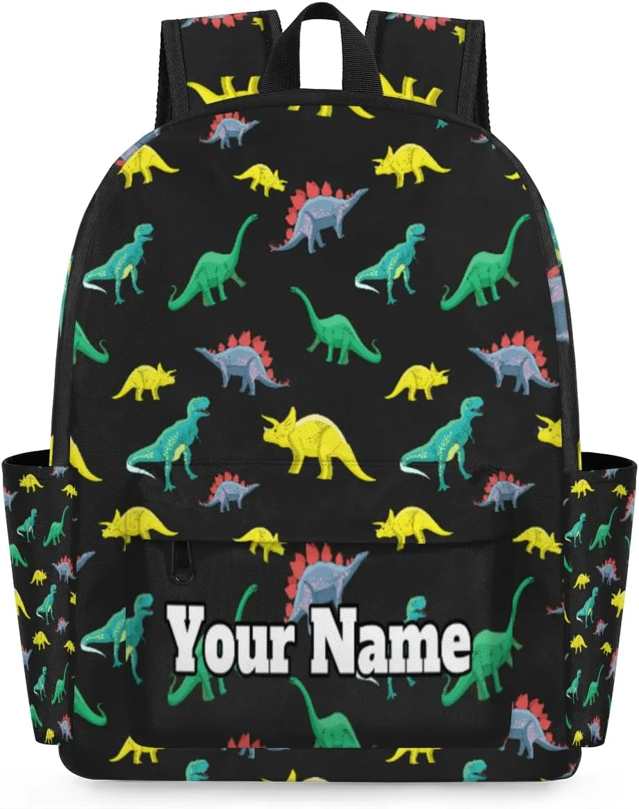 Personalized Colorful Dinosaurs Preschool Toddler Backpack for Boys Girls Custom Kids Name Small Bookbags Kindergarten Elementary Backpack, Cute Dinosaur