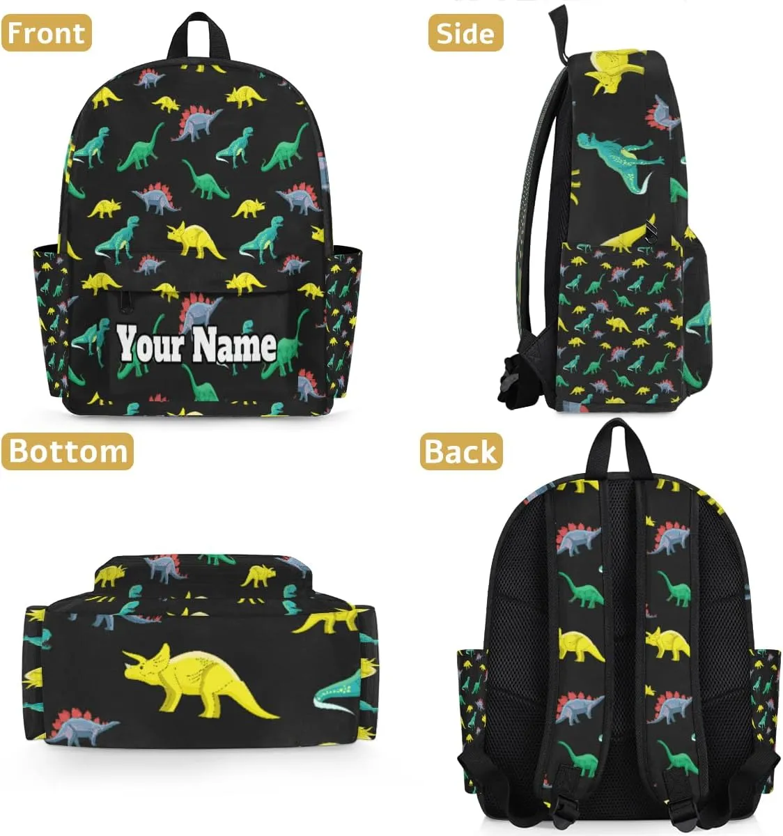 Personalized Colorful Dinosaurs Preschool Toddler Backpack for Boys Girls Custom Kids Name Small Bookbags Kindergarten Elementary Backpack, Cute Dinosaur