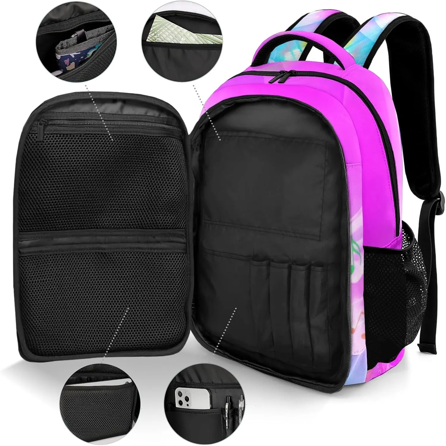 Personalized Colorful Headphones Music Backpack Casual Bag Daypack Laptop Bag for Family Party Gift