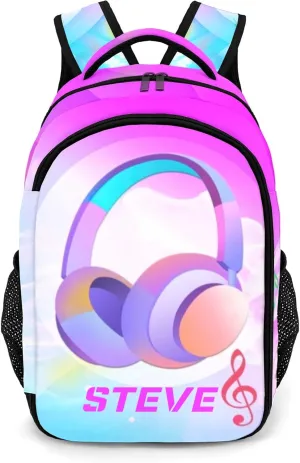 Personalized Colorful Headphones Music Backpack Casual Bag Daypack Laptop Bag for Family Party Gift