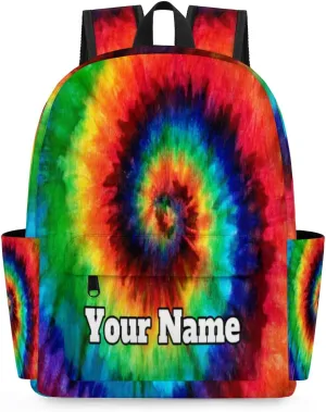 Personalized Colorful Tie Dye Preschool Toddler Backpack for Boys Girls Custom Kids Name Small Bookbags Kindergarten Elementary Backpack, Tie Dye Themed