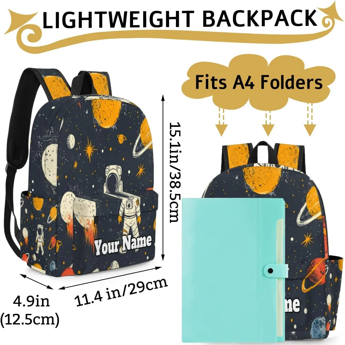 Personalized Cute Astronaut Preschool Toddler Backpack for Boys Girls Custom Kids Name Small Bookbags Kindergarten Elementary Backpack, Astrology Astronomy Comet