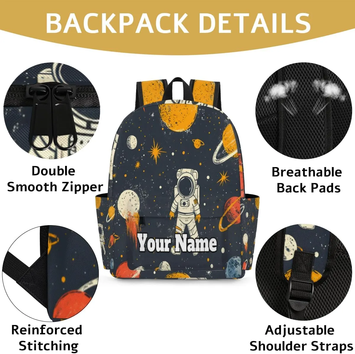 Personalized Cute Astronaut Preschool Toddler Backpack for Boys Girls Custom Kids Name Small Bookbags Kindergarten Elementary Backpack, Astrology Astronomy Comet