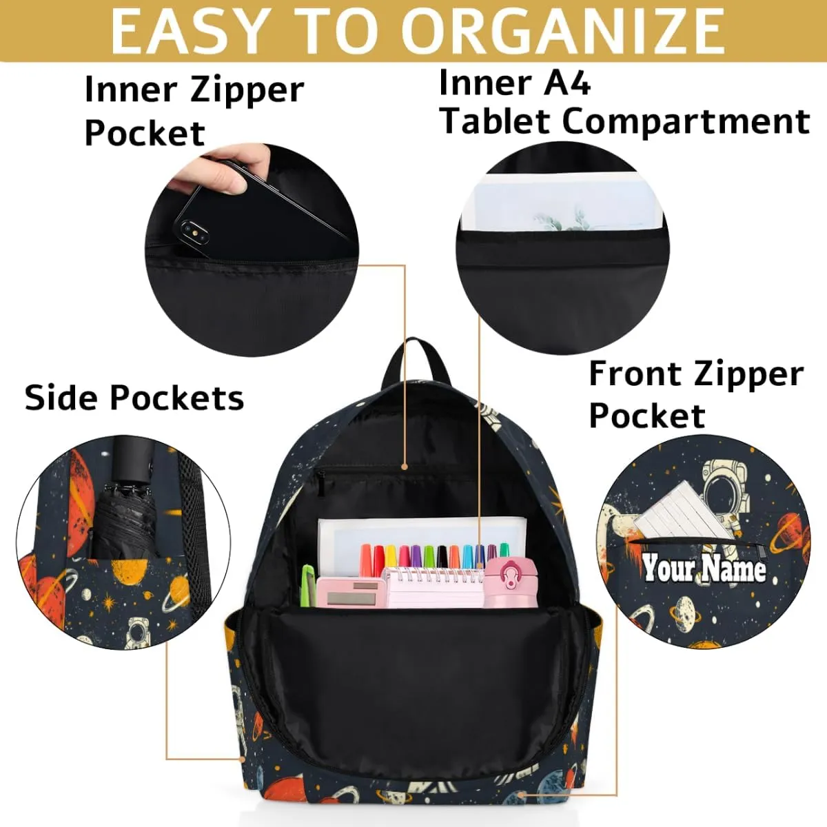 Personalized Cute Astronaut Preschool Toddler Backpack for Boys Girls Custom Kids Name Small Bookbags Kindergarten Elementary Backpack, Astrology Astronomy Comet