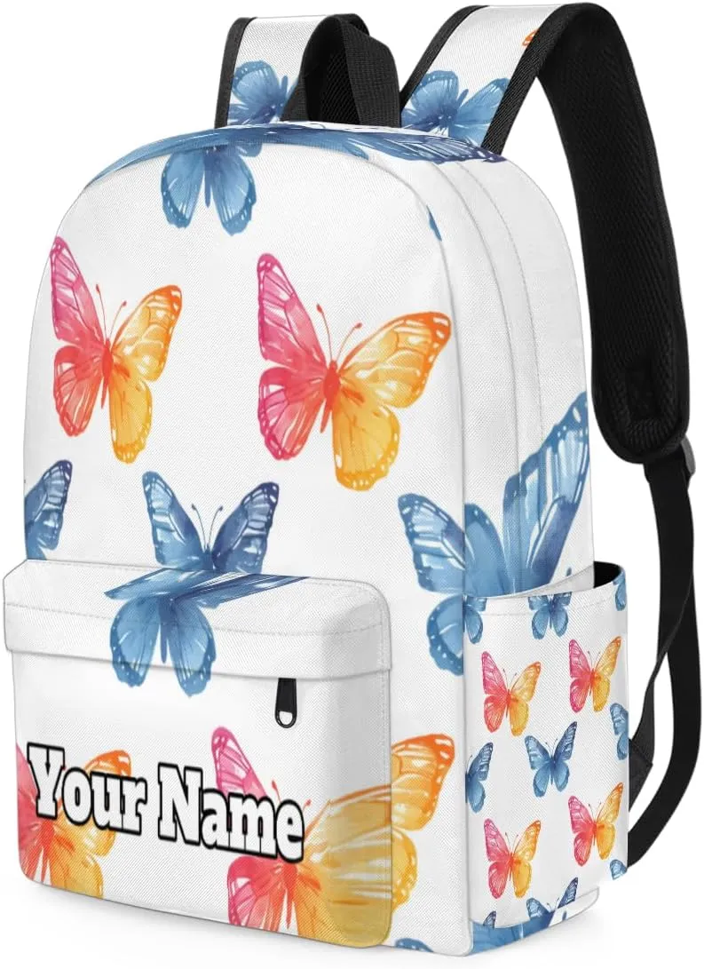 Personalized Cute Butterfly Preschool Toddler Backpack for Boys Girls Custom Kids Name Small Bookbags Kindergarten Elementary Backpack, Colorful Butterfly