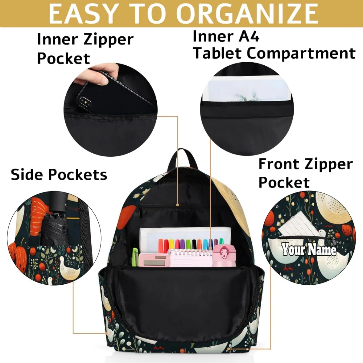 Personalized Cute Ducks Preschool Toddler Backpack for Boys Girls Custom Kids Name Small Bookbags Kindergarten Elementary Backpack, Wild Ducks