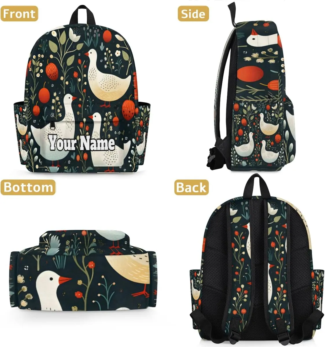 Personalized Cute Ducks Preschool Toddler Backpack for Boys Girls Custom Kids Name Small Bookbags Kindergarten Elementary Backpack, Wild Ducks