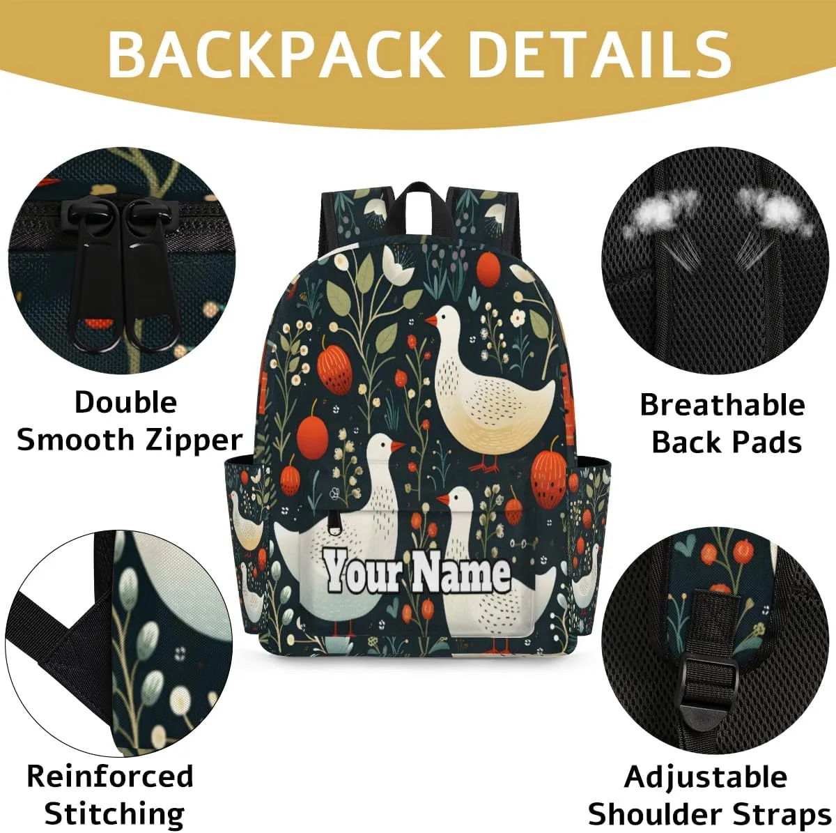 Personalized Cute Ducks Preschool Toddler Backpack for Boys Girls Custom Kids Name Small Bookbags Kindergarten Elementary Backpack, Wild Ducks