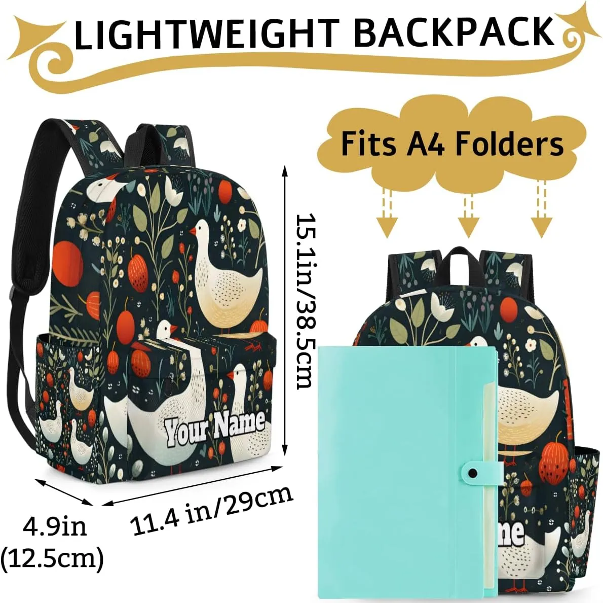 Personalized Cute Ducks Preschool Toddler Backpack for Boys Girls Custom Kids Name Small Bookbags Kindergarten Elementary Backpack, Wild Ducks