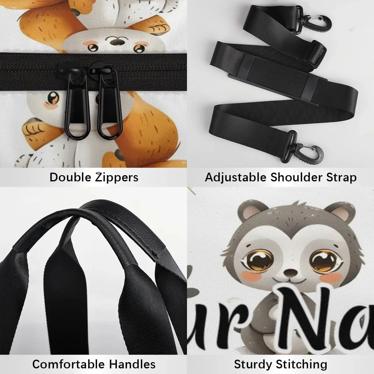Personalized Duffel Bag for Women, Custom Animals Squirrels Gym Bag for Sports, Waterproof Dance Bag with Name, Lightweight Carryon Gym Bag, Cute Squirrel