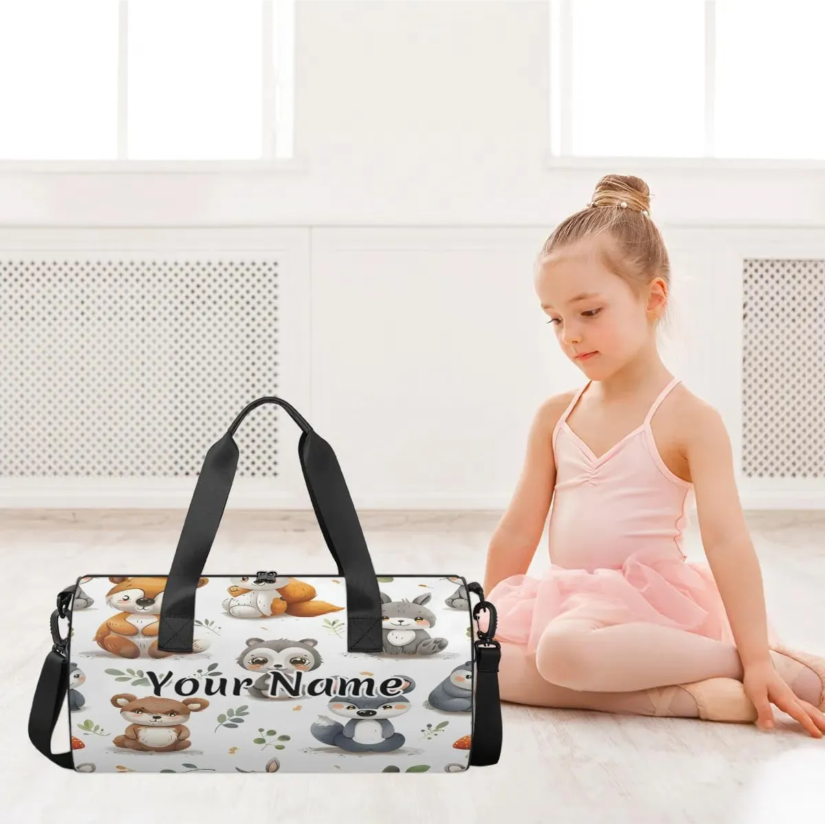 Personalized Duffel Bag for Women, Custom Animals Squirrels Gym Bag for Sports, Waterproof Dance Bag with Name, Lightweight Carryon Gym Bag, Cute Squirrel