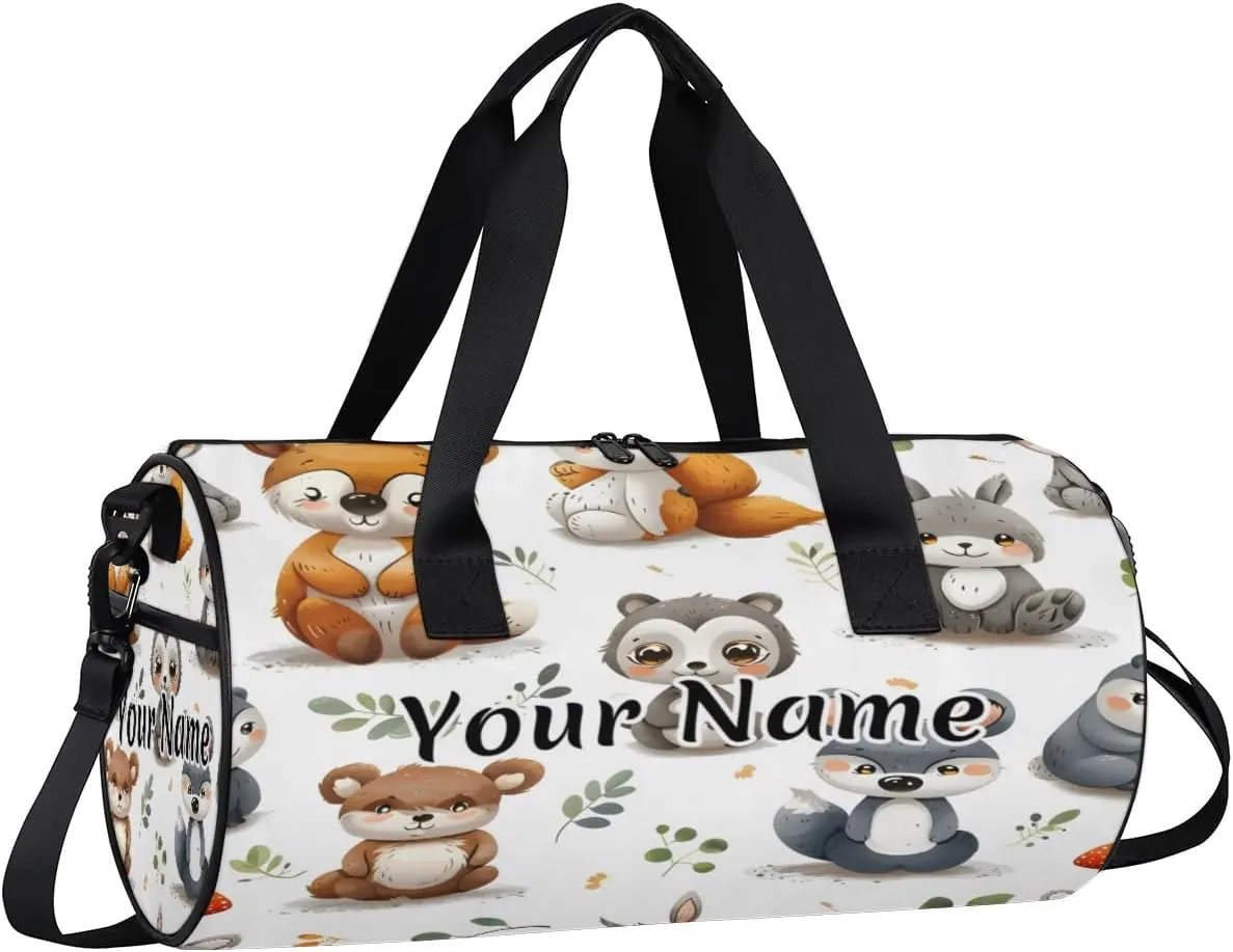 Personalized Duffel Bag for Women, Custom Animals Squirrels Gym Bag for Sports, Waterproof Dance Bag with Name, Lightweight Carryon Gym Bag, Cute Squirrel