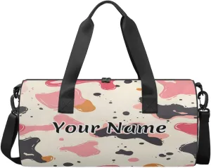 Personalized Duffel Bag for Women, Custom Cowhide Milk Cow Print Gym Bag for Sports, Waterproof Dance Bag with Name, Lightweight Carryon Gym Bag, Farm Animal