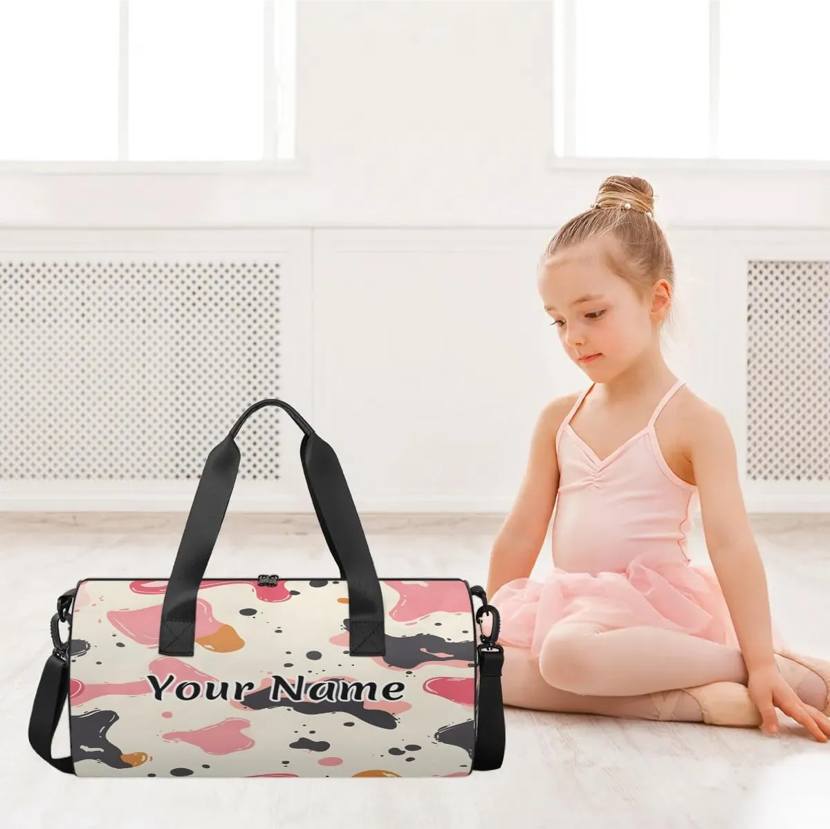 Personalized Duffel Bag for Women, Custom Cowhide Milk Cow Print Gym Bag for Sports, Waterproof Dance Bag with Name, Lightweight Carryon Gym Bag, Farm Animal