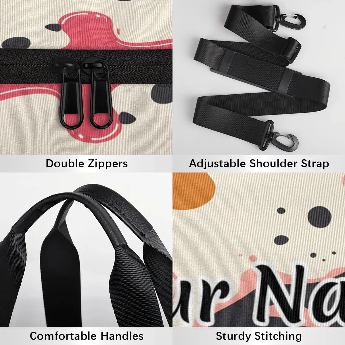 Personalized Duffel Bag for Women, Custom Cowhide Milk Cow Print Gym Bag for Sports, Waterproof Dance Bag with Name, Lightweight Carryon Gym Bag, Farm Animal