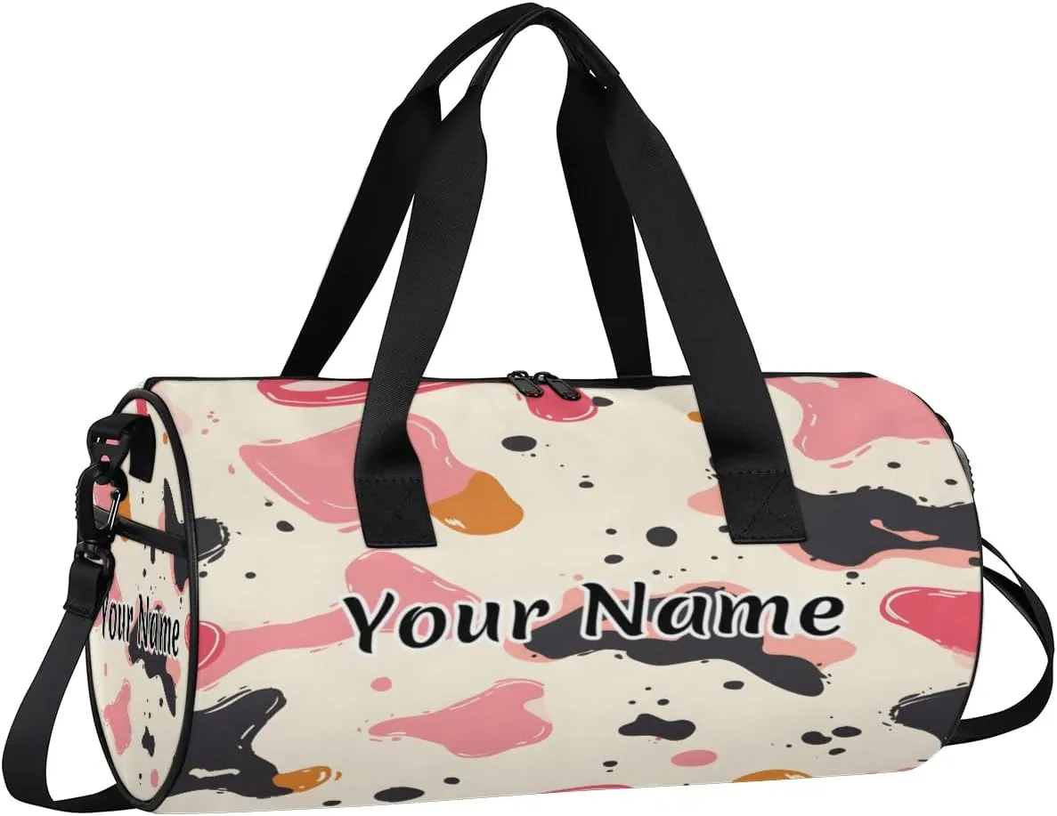 Personalized Duffel Bag for Women, Custom Cowhide Milk Cow Print Gym Bag for Sports, Waterproof Dance Bag with Name, Lightweight Carryon Gym Bag, Farm Animal