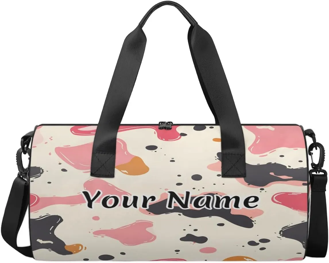 Personalized Duffel Bag for Women, Custom Cowhide Milk Cow Print Gym Bag for Sports, Waterproof Dance Bag with Name, Lightweight Carryon Gym Bag, Farm Animal