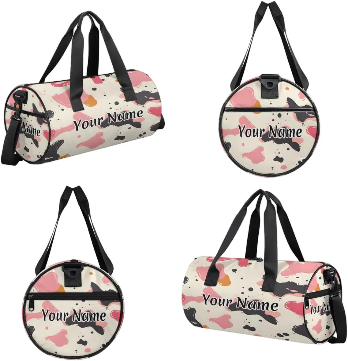 Personalized Duffel Bag for Women, Custom Cowhide Milk Cow Print Gym Bag for Sports, Waterproof Dance Bag with Name, Lightweight Carryon Gym Bag, Farm Animal