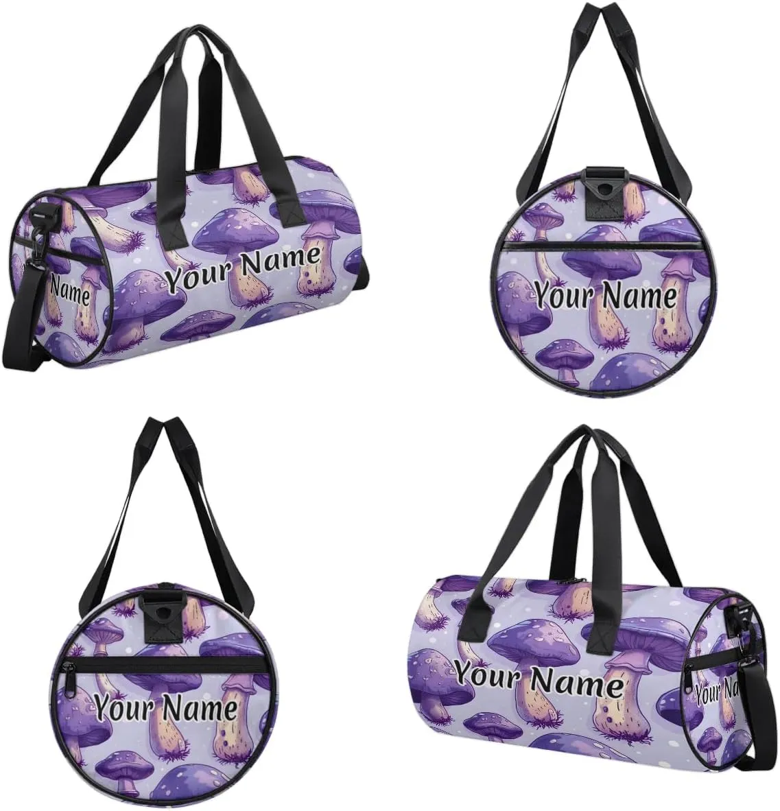Personalized Duffel Bag for Women, Custom Fantasy Mushroom Gym Bag for Sports, Waterproof Dance Bag with Name, Lightweight Carryon Gym Bag, Mushrooms