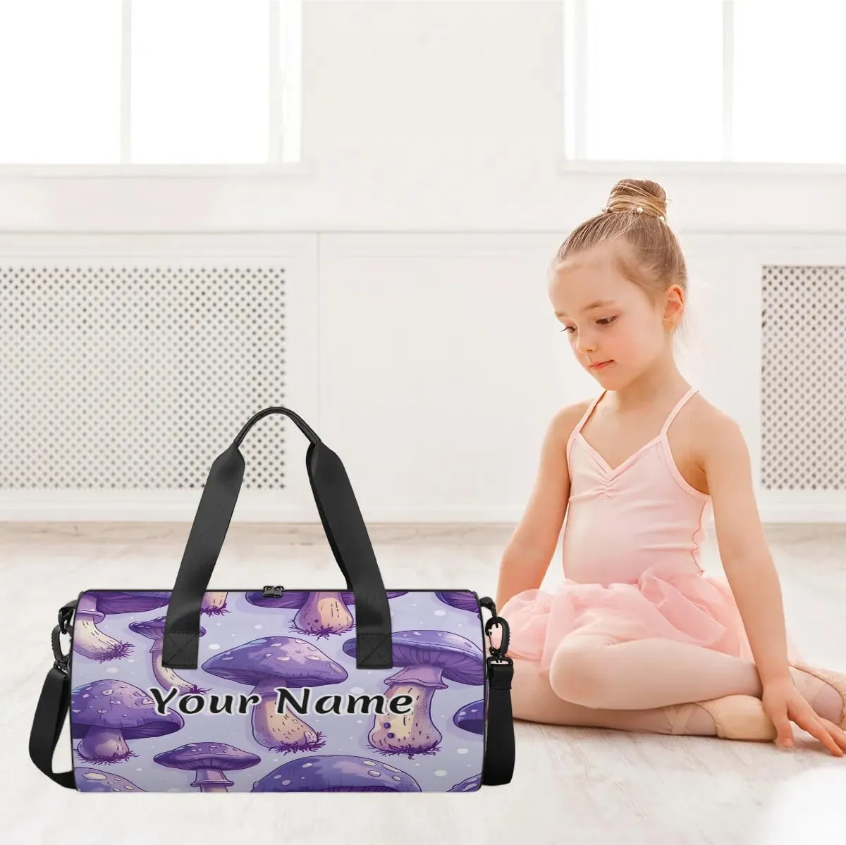 Personalized Duffel Bag for Women, Custom Fantasy Mushroom Gym Bag for Sports, Waterproof Dance Bag with Name, Lightweight Carryon Gym Bag, Mushrooms