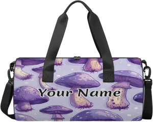 Personalized Duffel Bag for Women, Custom Fantasy Mushroom Gym Bag for Sports, Waterproof Dance Bag with Name, Lightweight Carryon Gym Bag, Mushrooms
