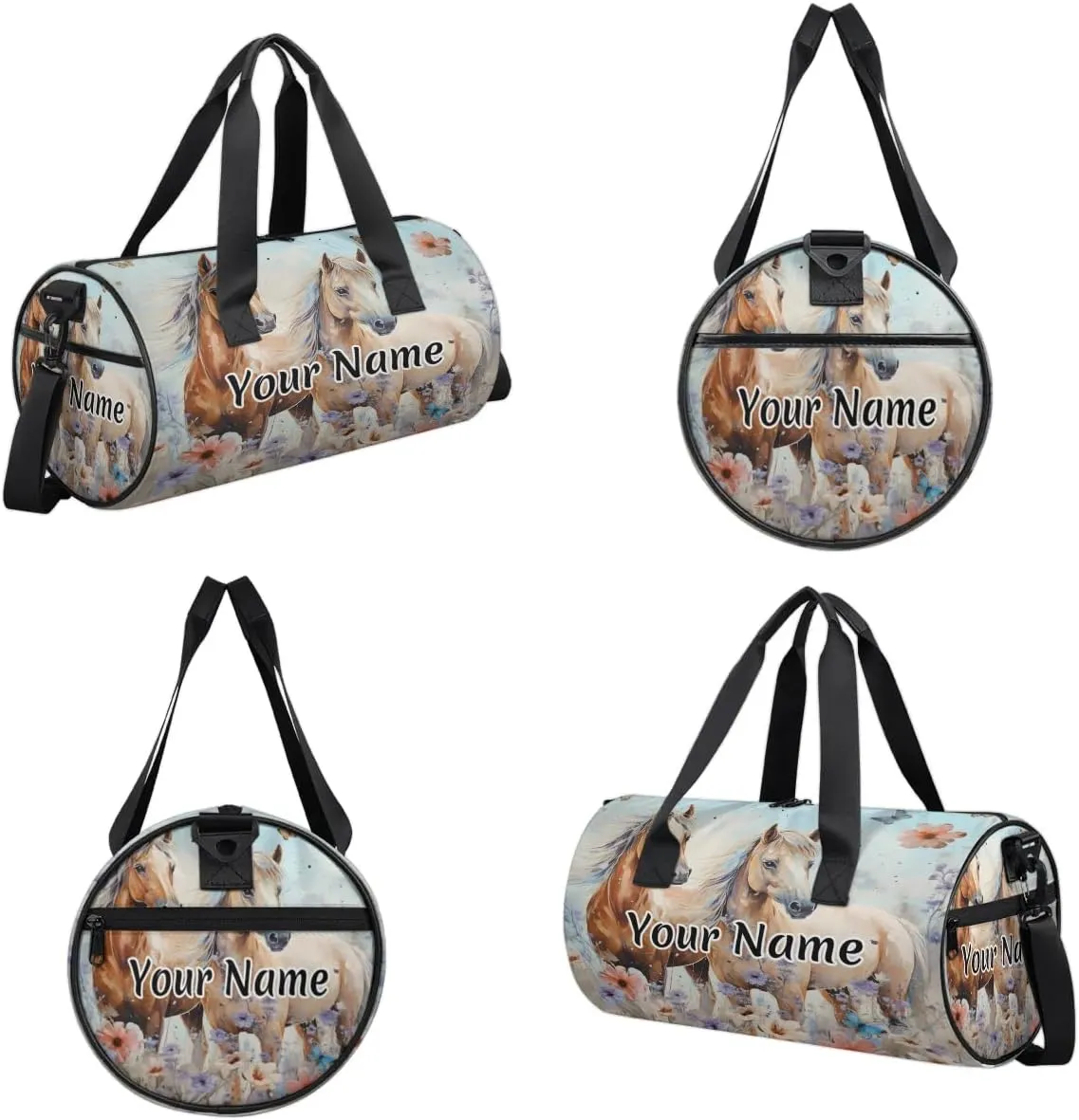 Personalized Duffel Bag for Women, Custom Horses Gym Bag for Sports, Waterproof Dance Bag with Name, Lightweight Carryon Gym Bag, Western Farm Animal