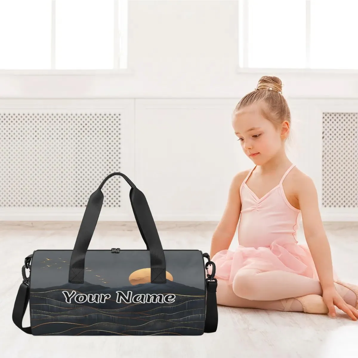 Personalized Duffel Bag for Women, Custom Retro Sunrise Sunset Gym Bag for Sports, Waterproof Dance Bag with Name, Lightweight Carryon Gym Bag, Sun Sunset Abstract