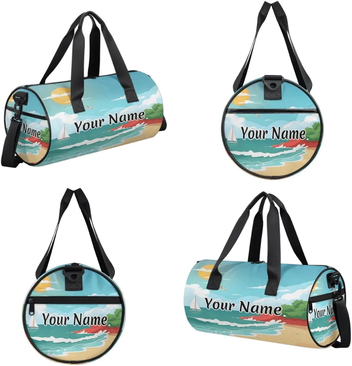 Personalized Duffel Bag for Women, Custom Sandy Shore Gym Bag for Sports, Waterproof Dance Bag with Name, Lightweight Carryon Gym Bag, Boho Ocean