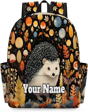 Personalized Hedgehog Preschool Toddler Backpack for Boys Girls Custom Kids Name Small Bookbags Kindergarten Elementary Backpack, Cute Hedgehog