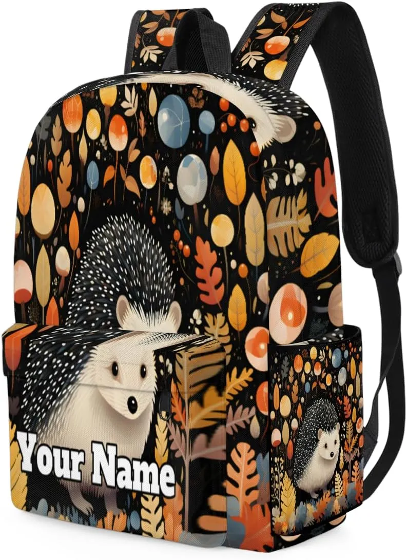 Personalized Hedgehog Preschool Toddler Backpack for Boys Girls Custom Kids Name Small Bookbags Kindergarten Elementary Backpack, Cute Hedgehog