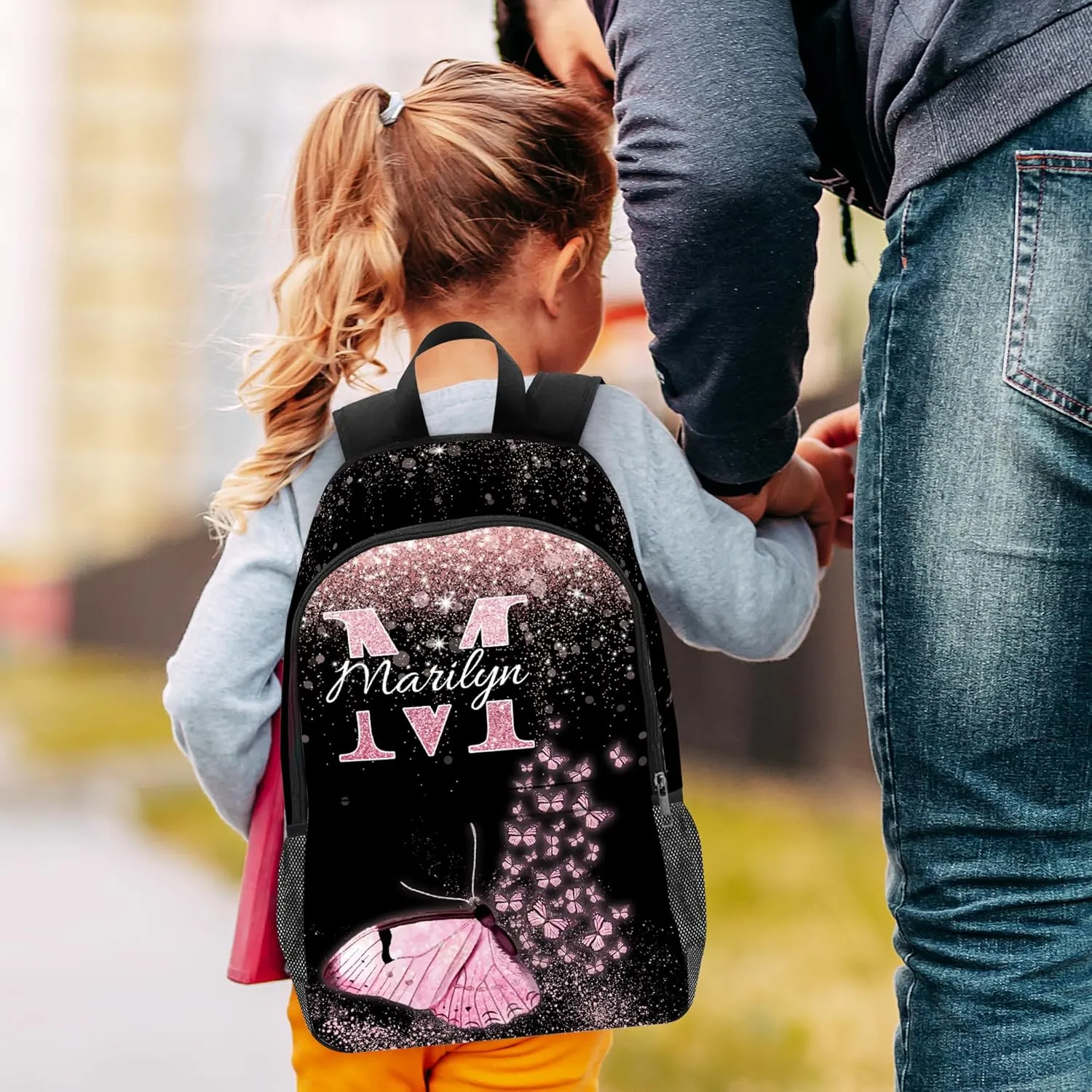 Personalized Kid's Backpack with Lunch Bag Back to School Gifts for Daughter Granddaughter Customized Name School Bag Custom Backpack Shoulders Casual School Bags for Girl