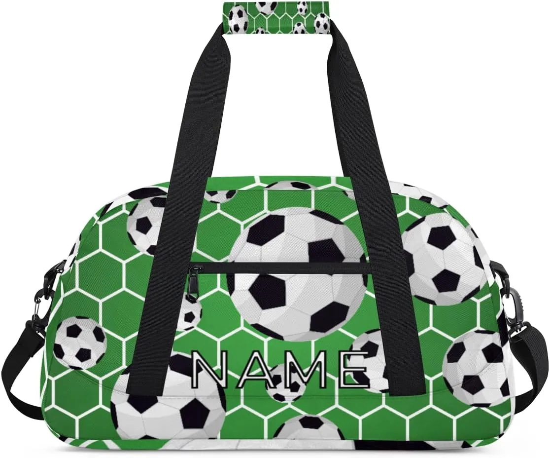 Personalized Kids Duffel Bag for Girls & Boys - Travel, Soccer, Sport Pattern - Custom Gym Overnight Weekender Tote Carry-On Teen Dance Bag