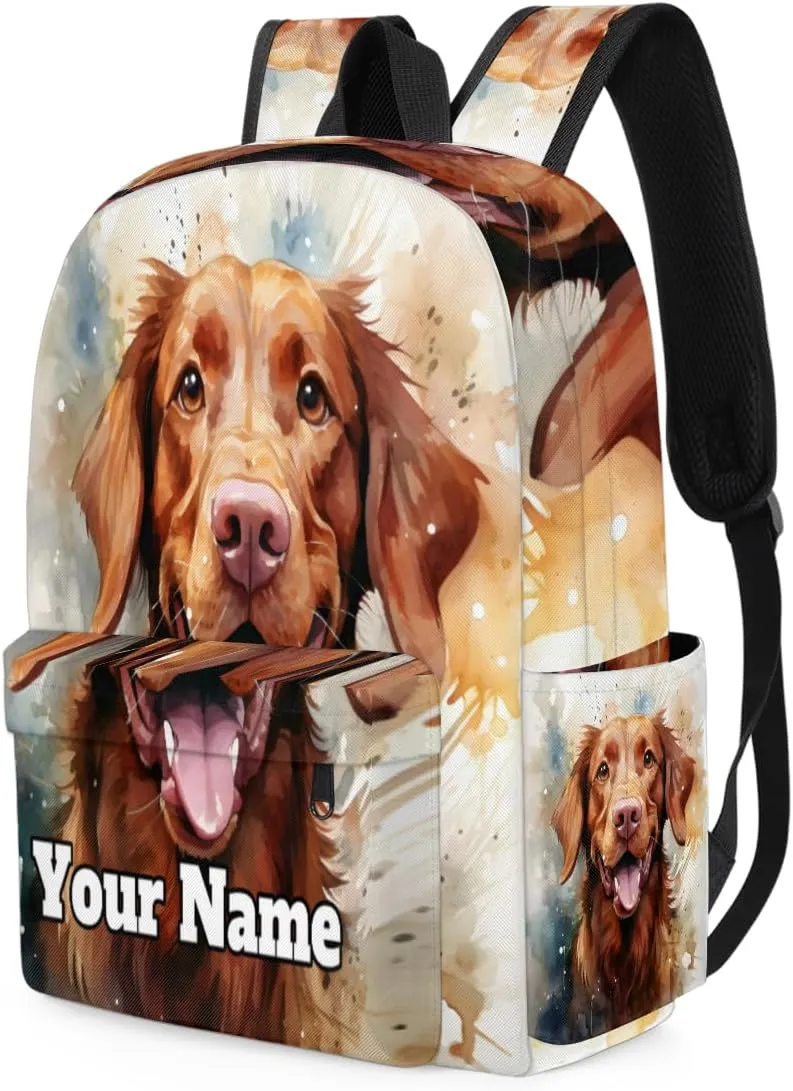 Personalized Labrador Dog Preschool Toddler Backpack for Boys Girls Custom Kids Name Small Bookbags Kindergarten Elementary Backpack, Retriever Dog
