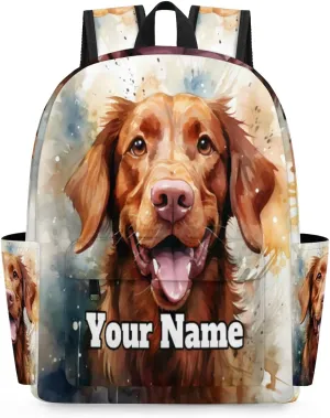 Personalized Labrador Dog Preschool Toddler Backpack for Boys Girls Custom Kids Name Small Bookbags Kindergarten Elementary Backpack, Retriever Dog